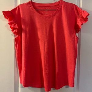 Kate Spade Flutter-Sleeve T-Shirt - Coral Pink - Large